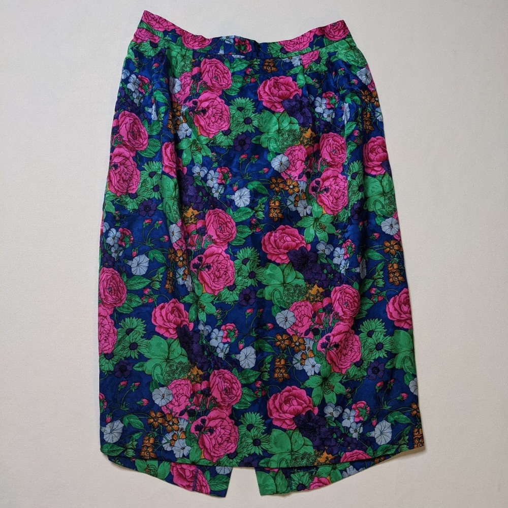 100% silk midi skirt vintage